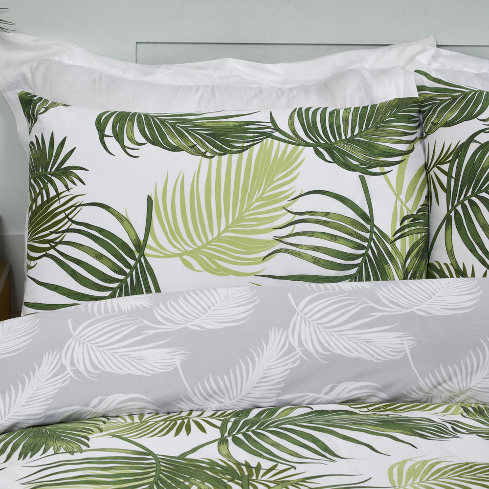 Smart Living Double Green Palm Print Reversible Duvet Cover Set Image 6