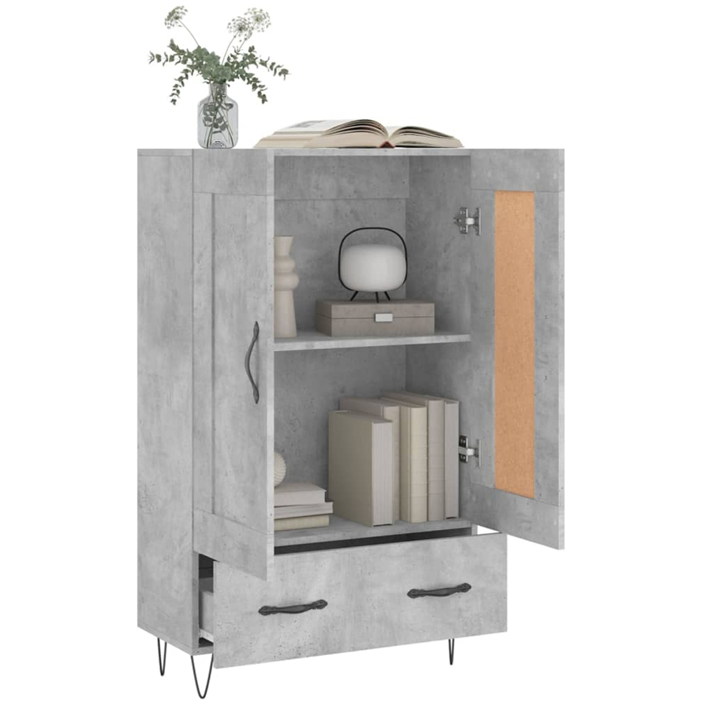 vidaXL 2 Door Single Drawer Concrete Grey Highboard with Black Hairpin Legs Image 4