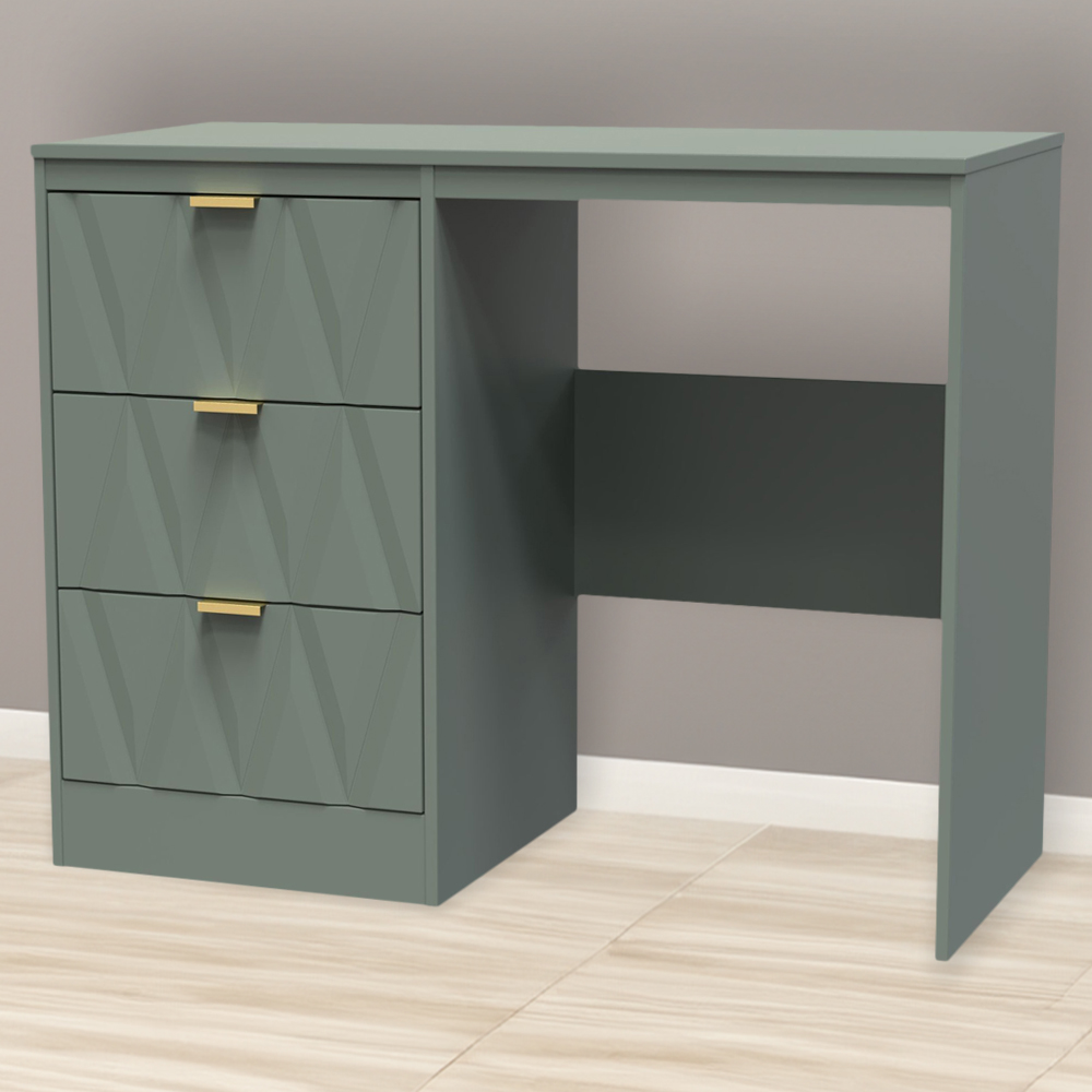 Crowndale Las Vegas 3 Drawer Reed Green Dressing Table Ready Assembled Image 1