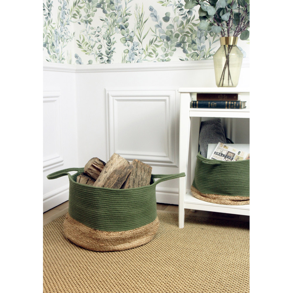 Beddington Olive Green Jute Storage Basket Set of 2 Image 4