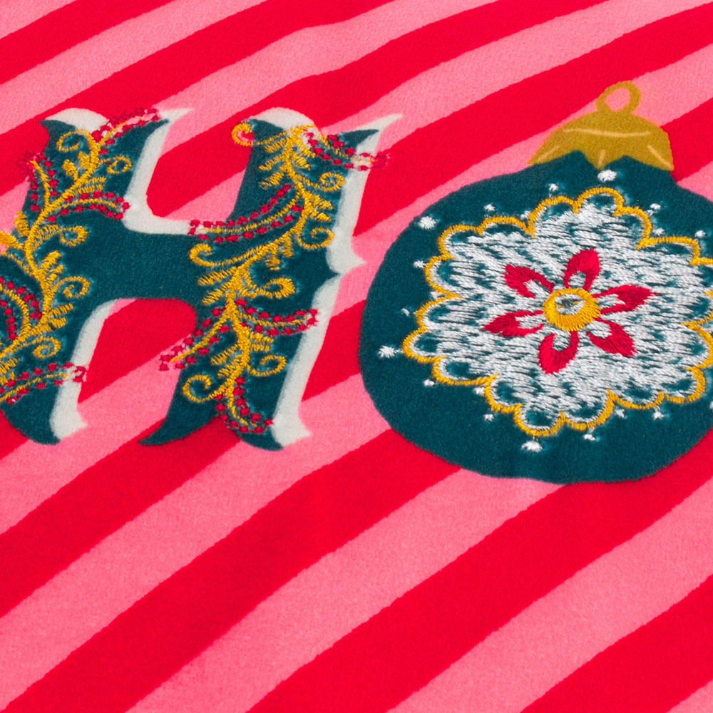 Evans Lichfield Christmas Red Ho Ho Ho Velvet Piped Reversible Cushion 30 x 50cm Image 4