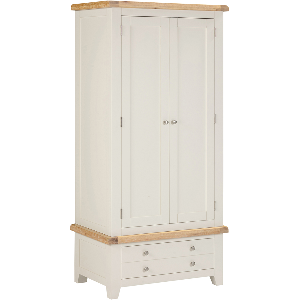 Seconique Windsor 2 Door Single Drawer Ivory and Oak Wardrobe Image 2