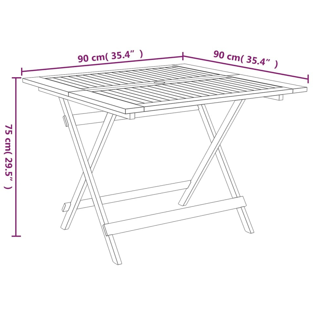 Walplus 4 Seater Foldable Solid Wood Acacia Garden Table with Parasol Hole Image 8