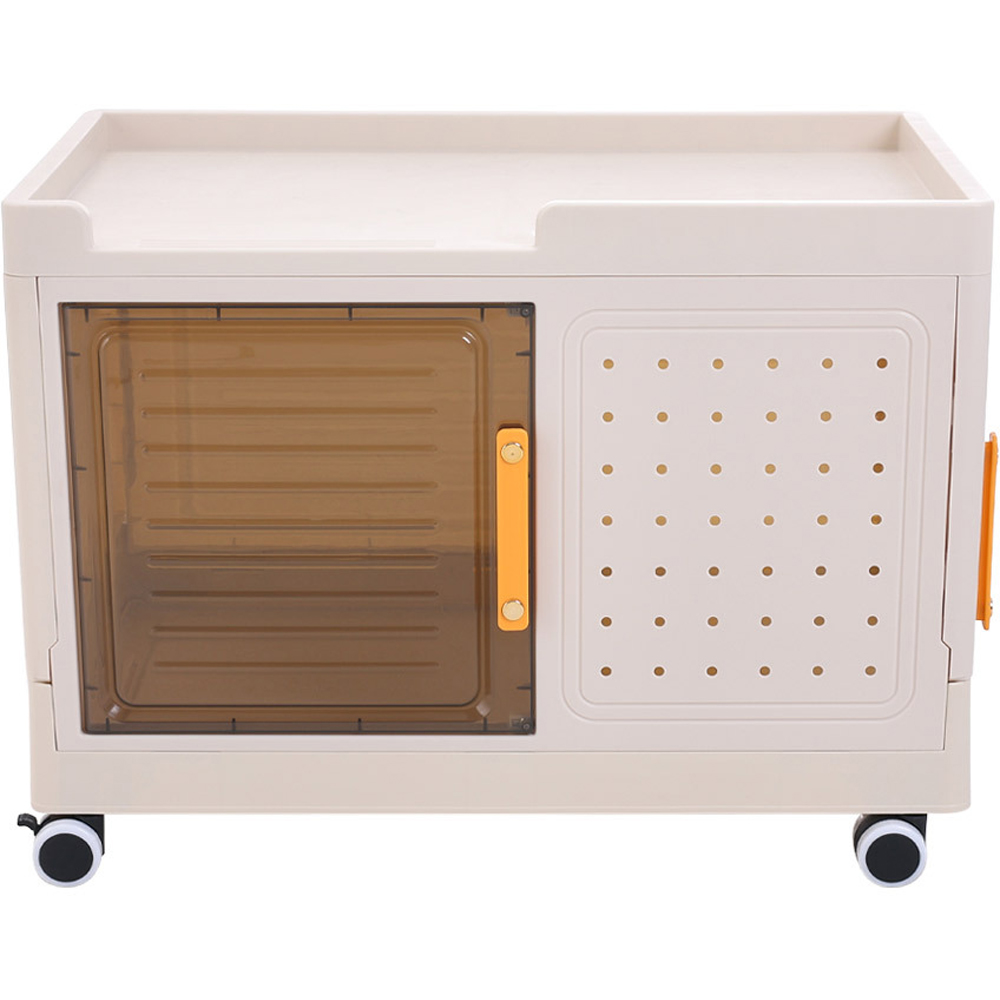 H&O Direct 2 Door White Foldable Storage Box with Wheels Image 1
