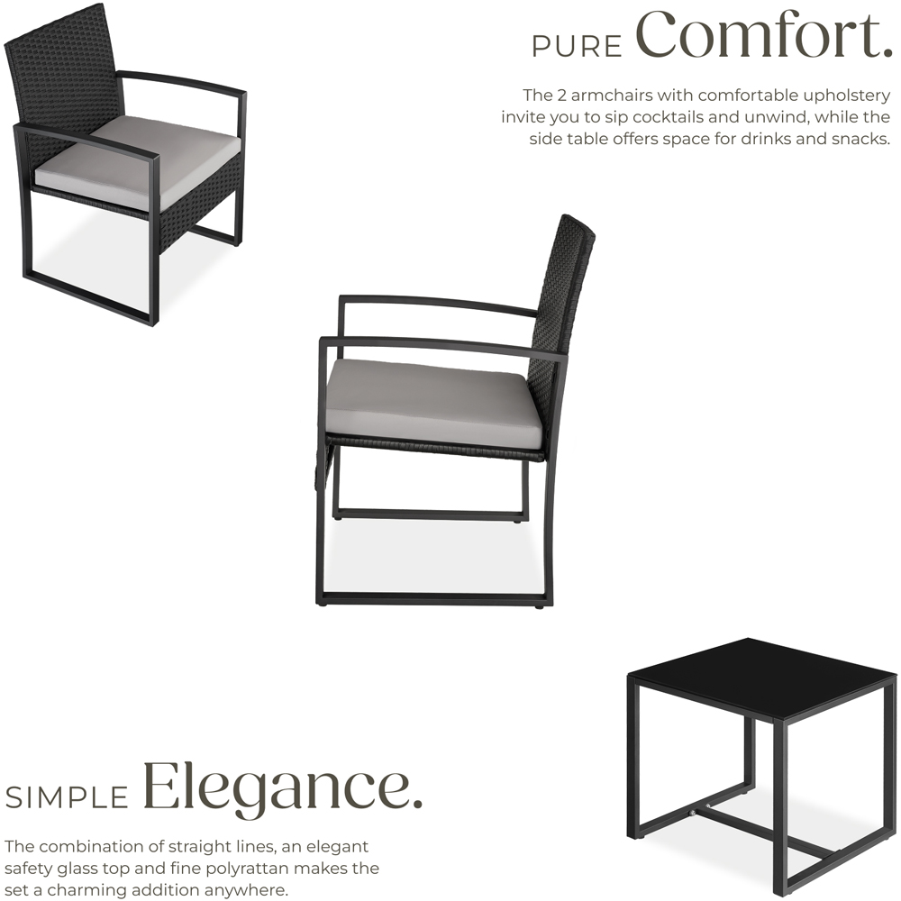 tectake Granada 2 Seater Black Bistro Set Image 4