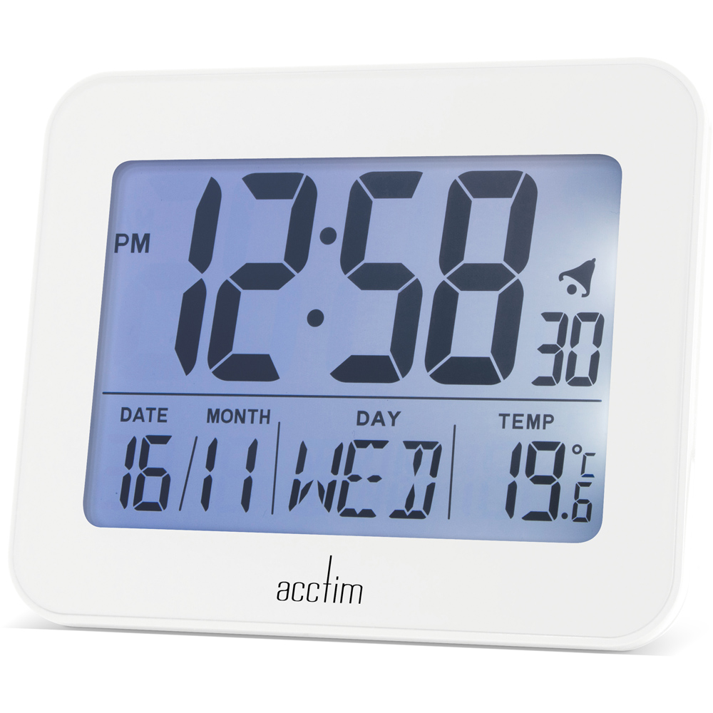 Acctim Otto White LCD Alarm Clock 8cm Image 1
