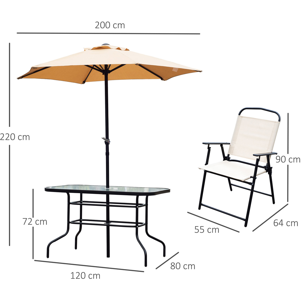 Outsunny 6 Seater Texteline Dining Set with Umbrella Beige Image 7