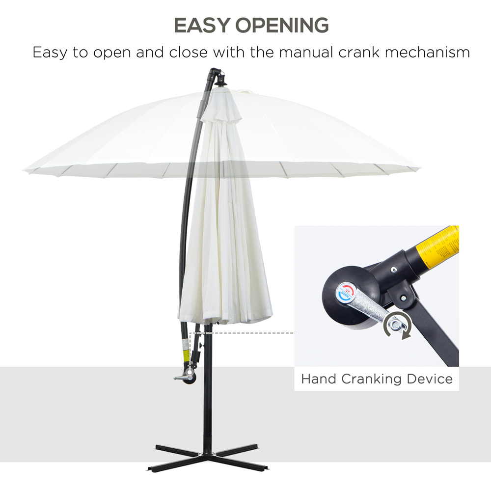 Outsunny Off White Crank Handle Cantilever Banana Parasol 3m Image 4