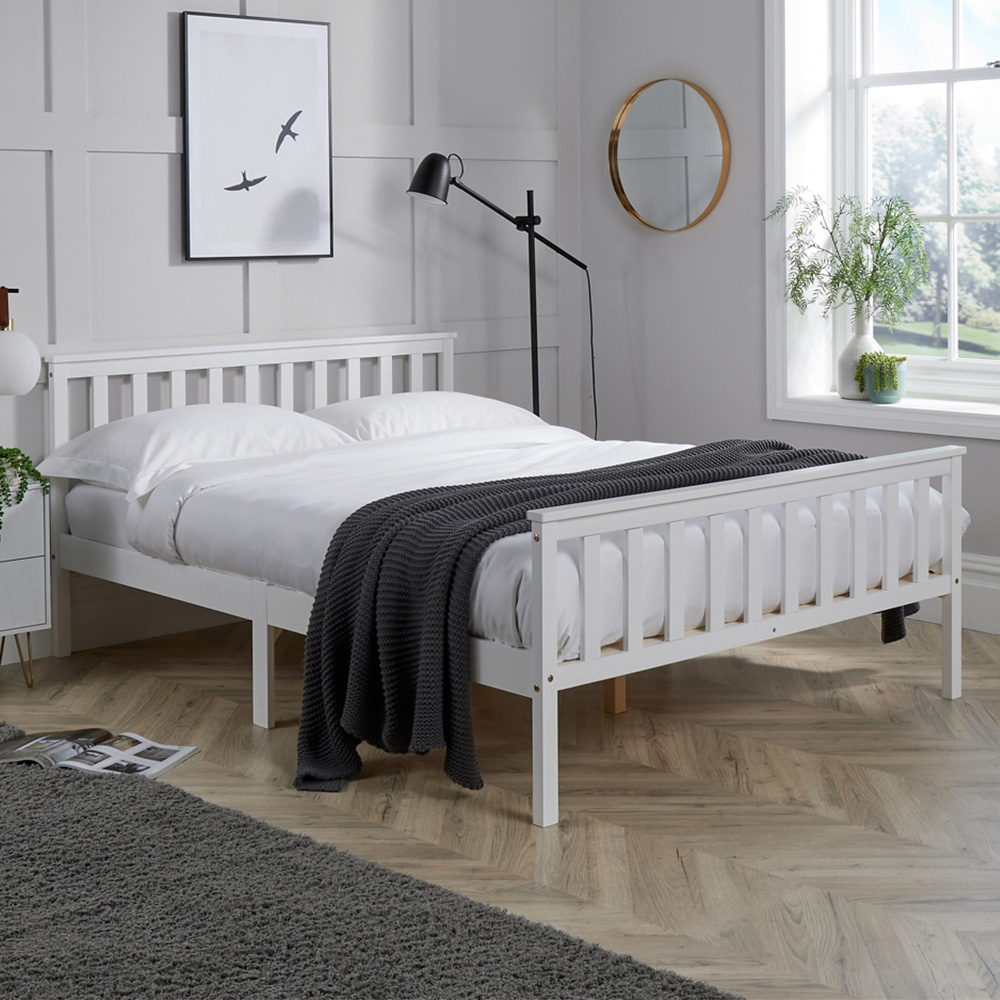 Home Source Florida Small Double White Wooden Bed Frame Image 1