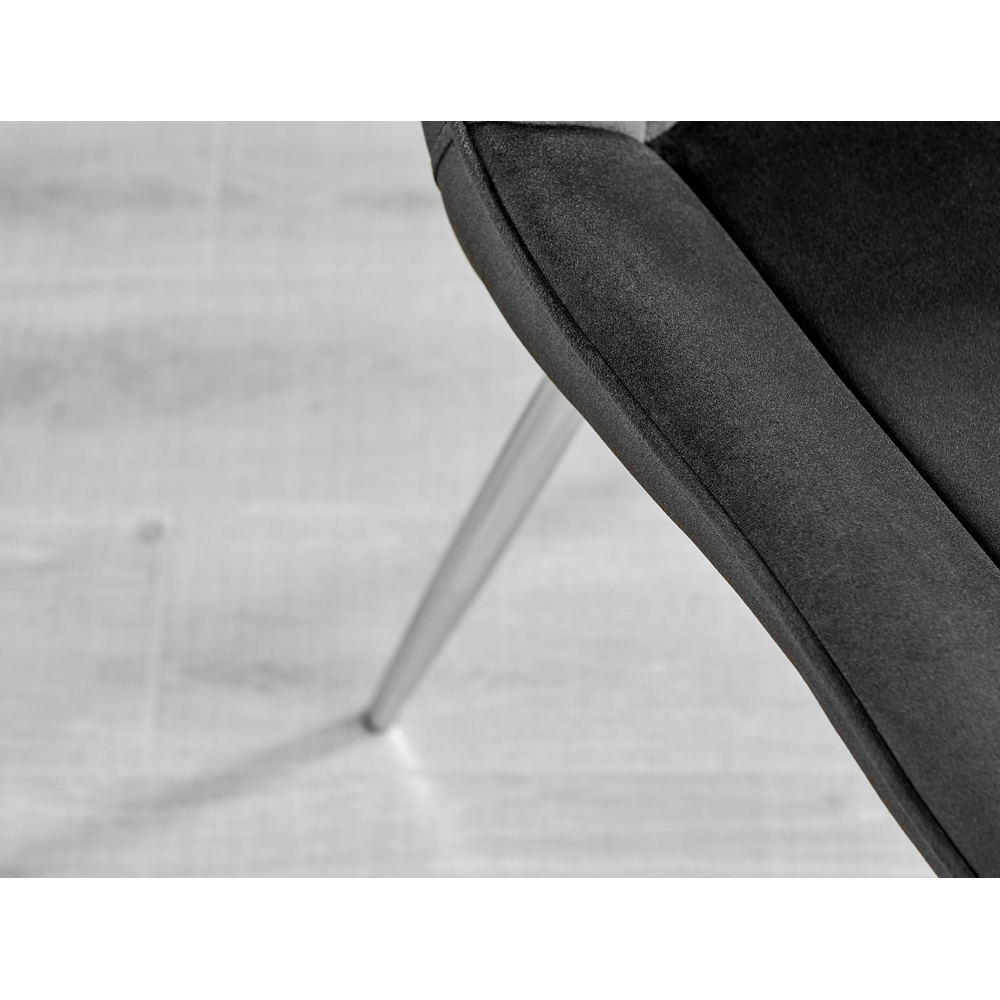 Furniturebox Cesano Set of 2 Black and Chrome Velvet Dining Chair Image 7