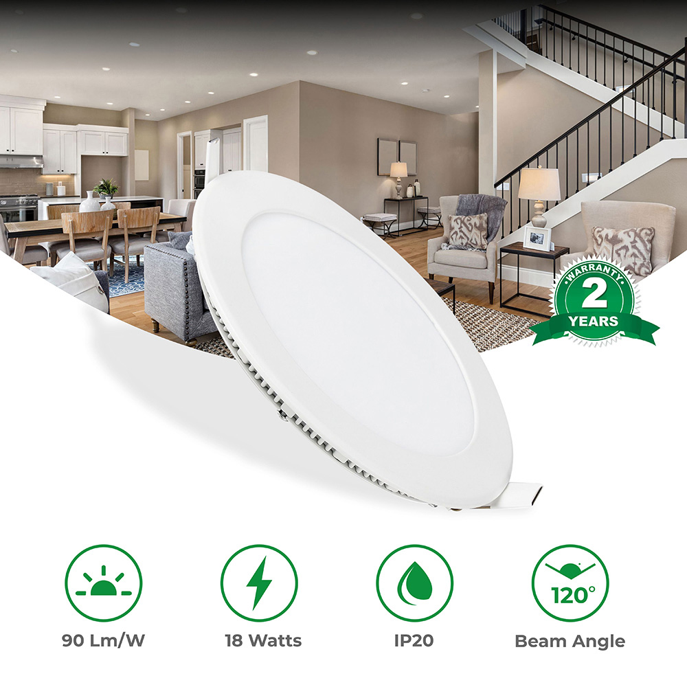 ENER-J 18W 3000K Recessed Round LED Mini Panel Downlight Image 3