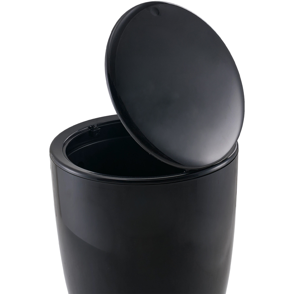 Living and Home Black Goblet Shape Rubbish Bin with Wheels 13L Image 3