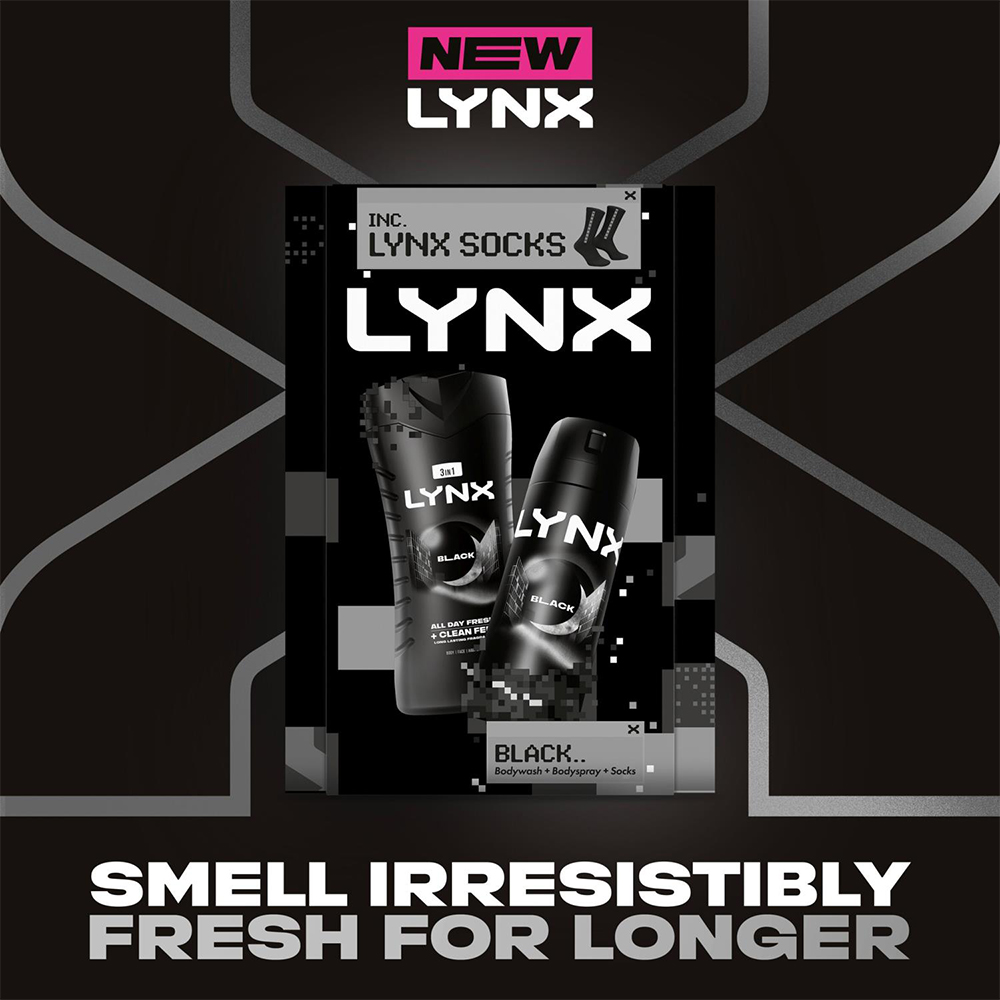 Lynx Black Duo and Socks Gift Set 4 Pack Image 4