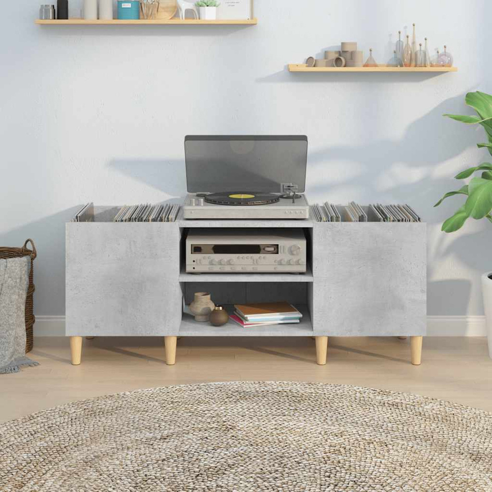 vidaXL 2 Shelf Concrete Grey Record Cabinet Image 1