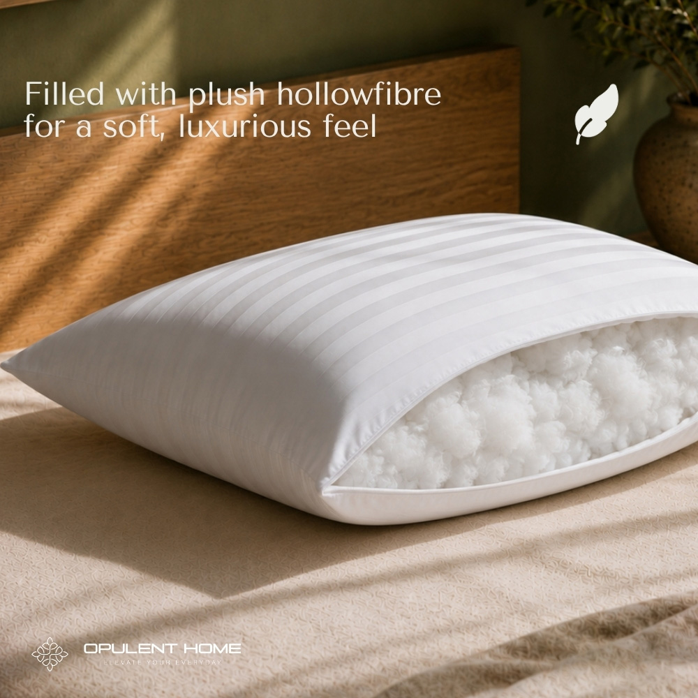 Opulent Home White Striped Medium-Firm Pillow 4 Pack Image 5