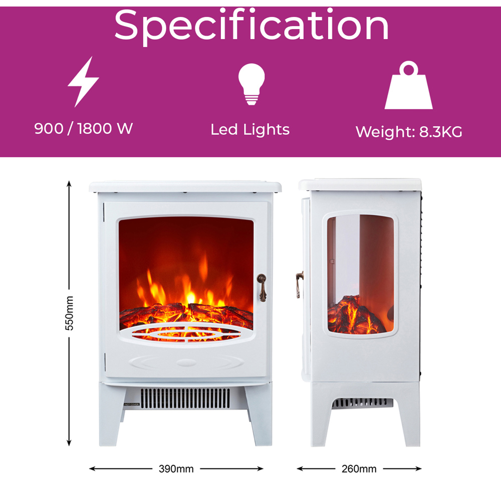 Neo White Glass Window Electric Stove Heater 1800W Image 9
