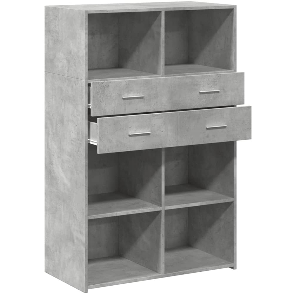 vidaXL 4 Drawer 6 Shelf Concrete Grey Highboard Image 7