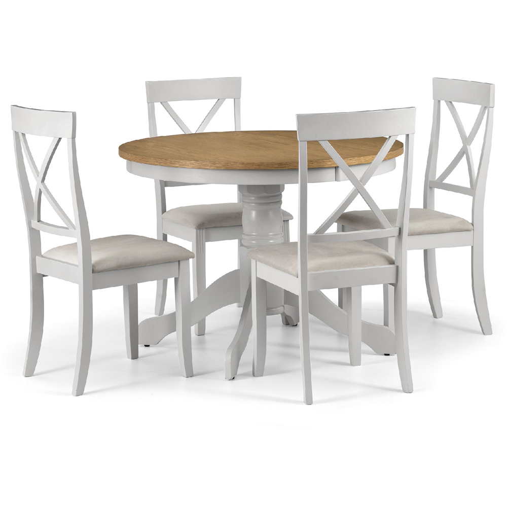 Julian Bowen Davenport 4 Seater Round Pedestal Dining Table Oak and Elephant Grey Image 3