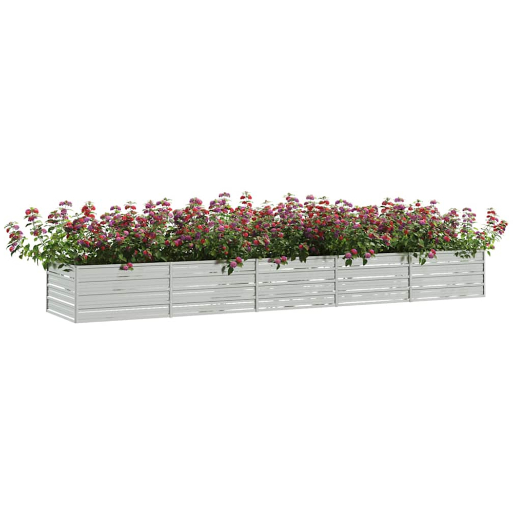 vidaXL Silver Galvanised Steel Raised Garden Bed 400 x 80 x 45cm Image 2