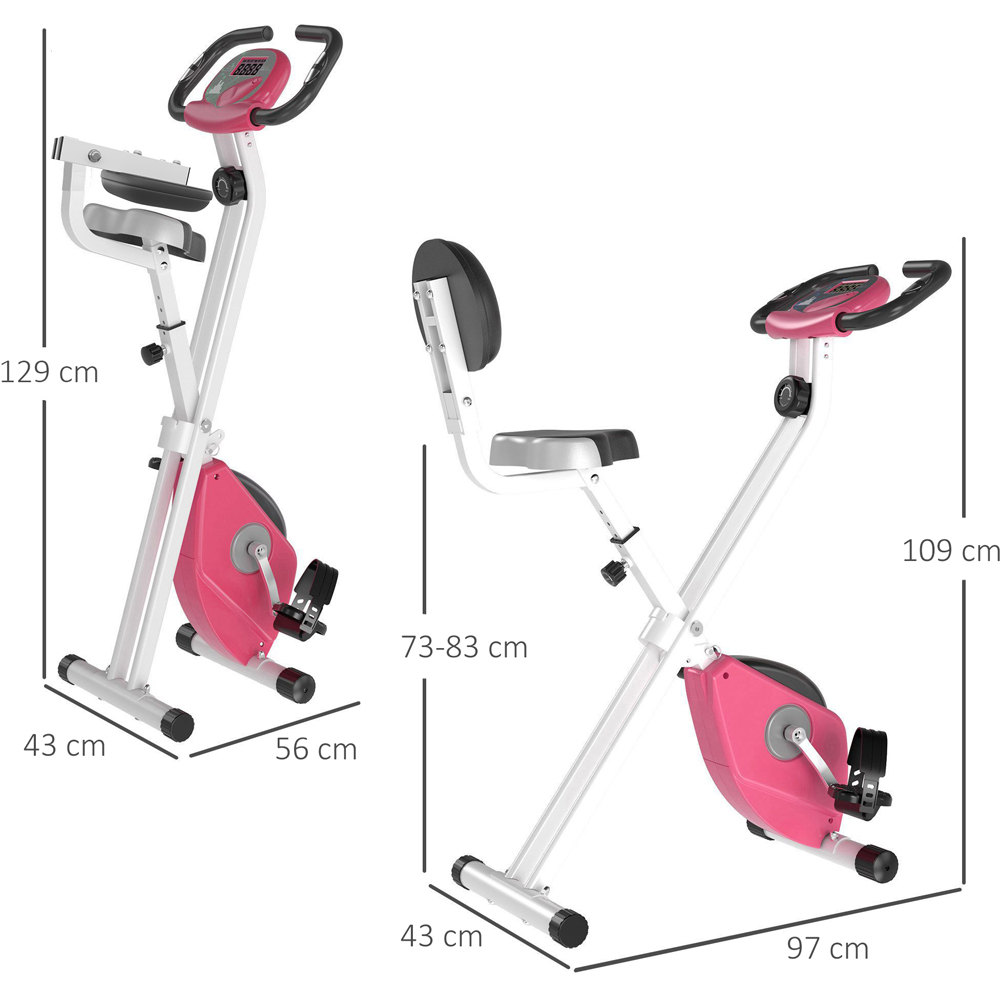 HOMCOM Pink Magnetic Resistance Folding Exercise Bike Image 7