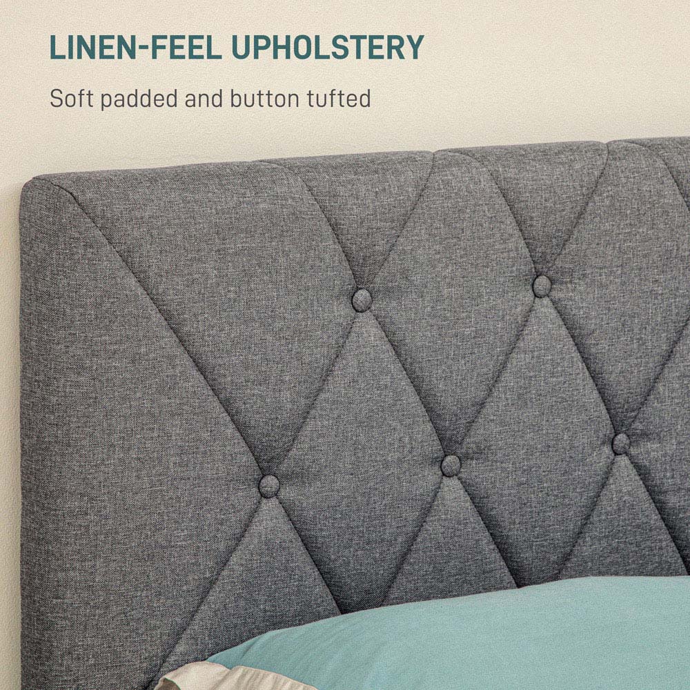 Portland King Size Adjustable Linen Headboard Bed Frame Image 4