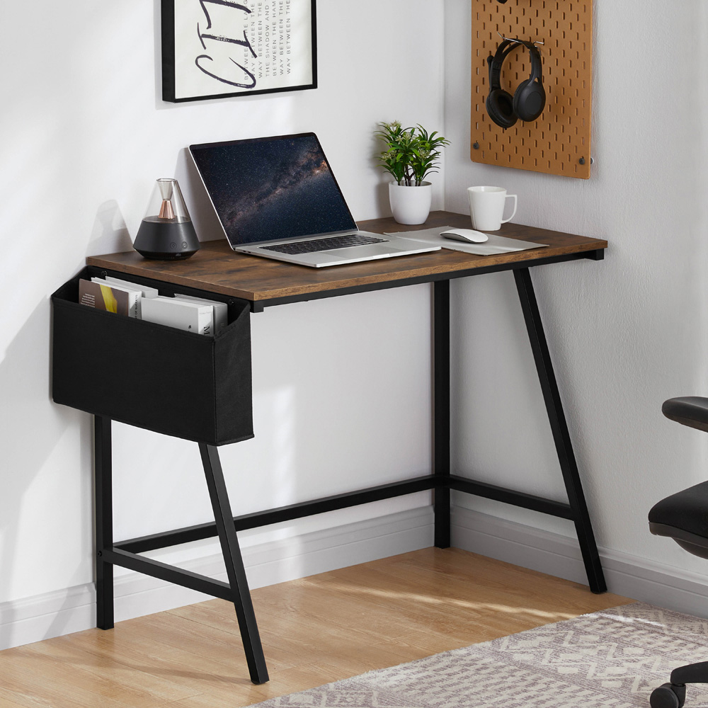 Vida Designs Brooklyn Dark Wood Small Computer Desk Image 3