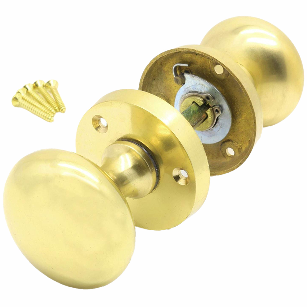 Golden Grace Polished Brass Mortice Sprung Door Knob Set 130cm Image