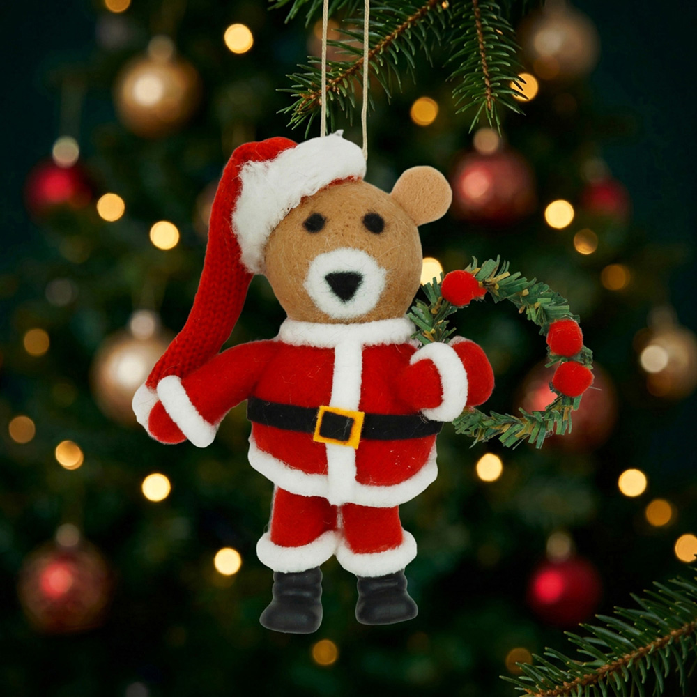 Wool Christmas Bear Hanging Decoration Image 2
