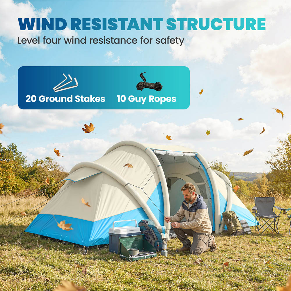 Outsunny 2-4 Person Waterproof Inflatable Tent Blue Image 8