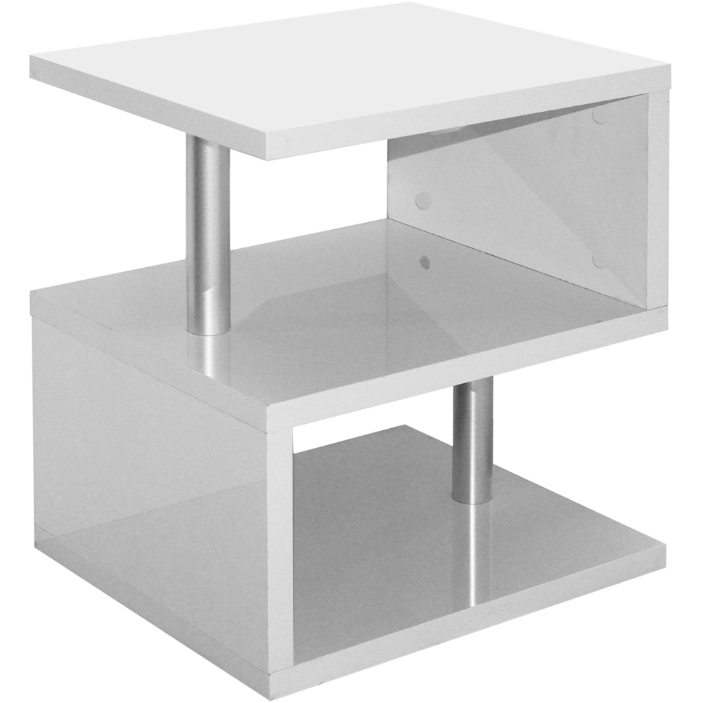 Comfy Living 2 Shelf White High Gloss Abstract LED Side Table Image 4