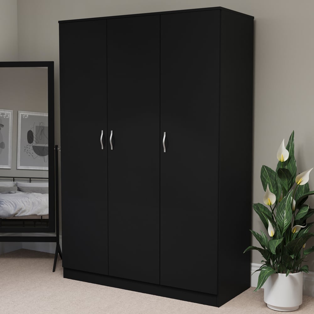 Vida Designs Riano 3 Door Black Wardrobe Image 1