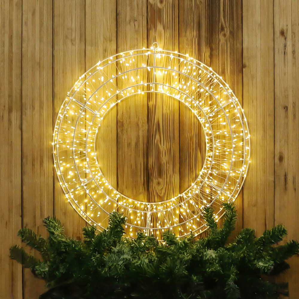Xmas Haus Warm White LED Metal Wreath 50cm Image 1