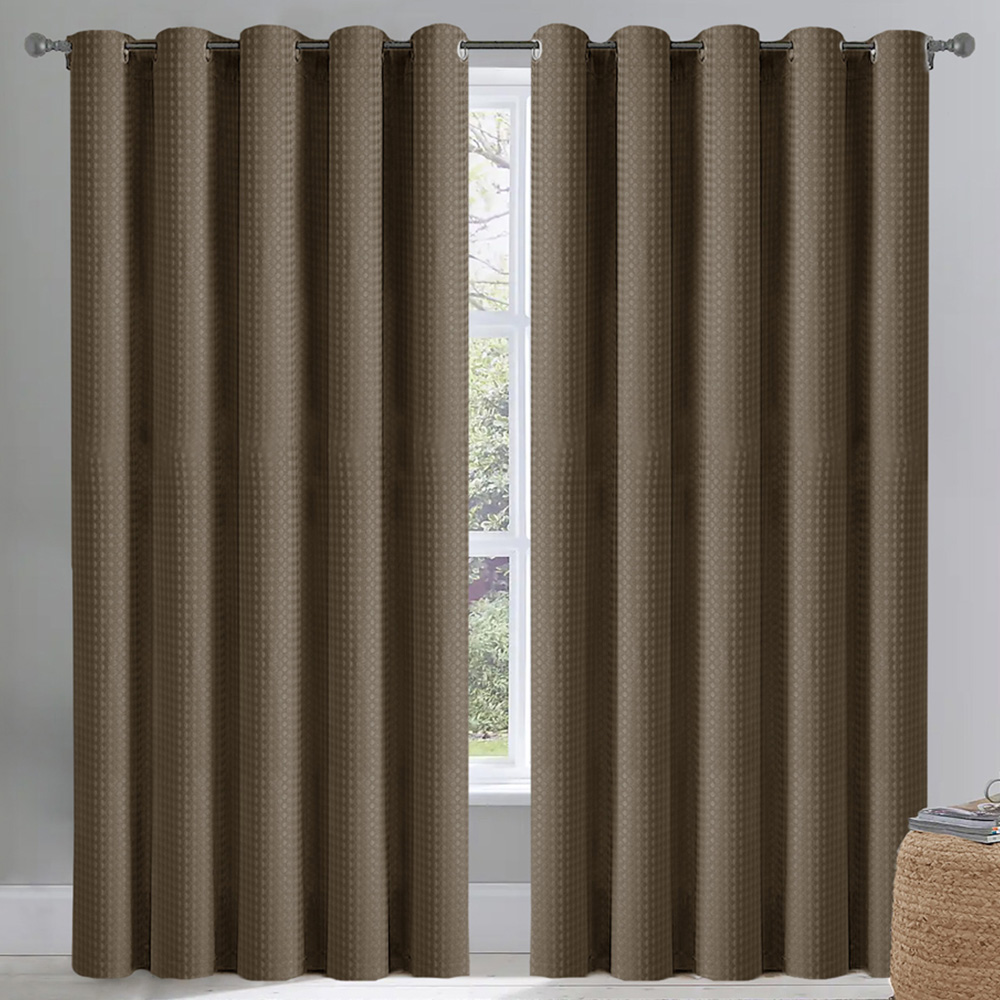 Velosso Waffle Natural Blackout Curtains 137 x 168cm Image 1