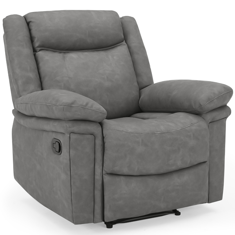 Home Detail Rowan Single Seater Grey Faux Leather Manual Recliner Sofa Image 2