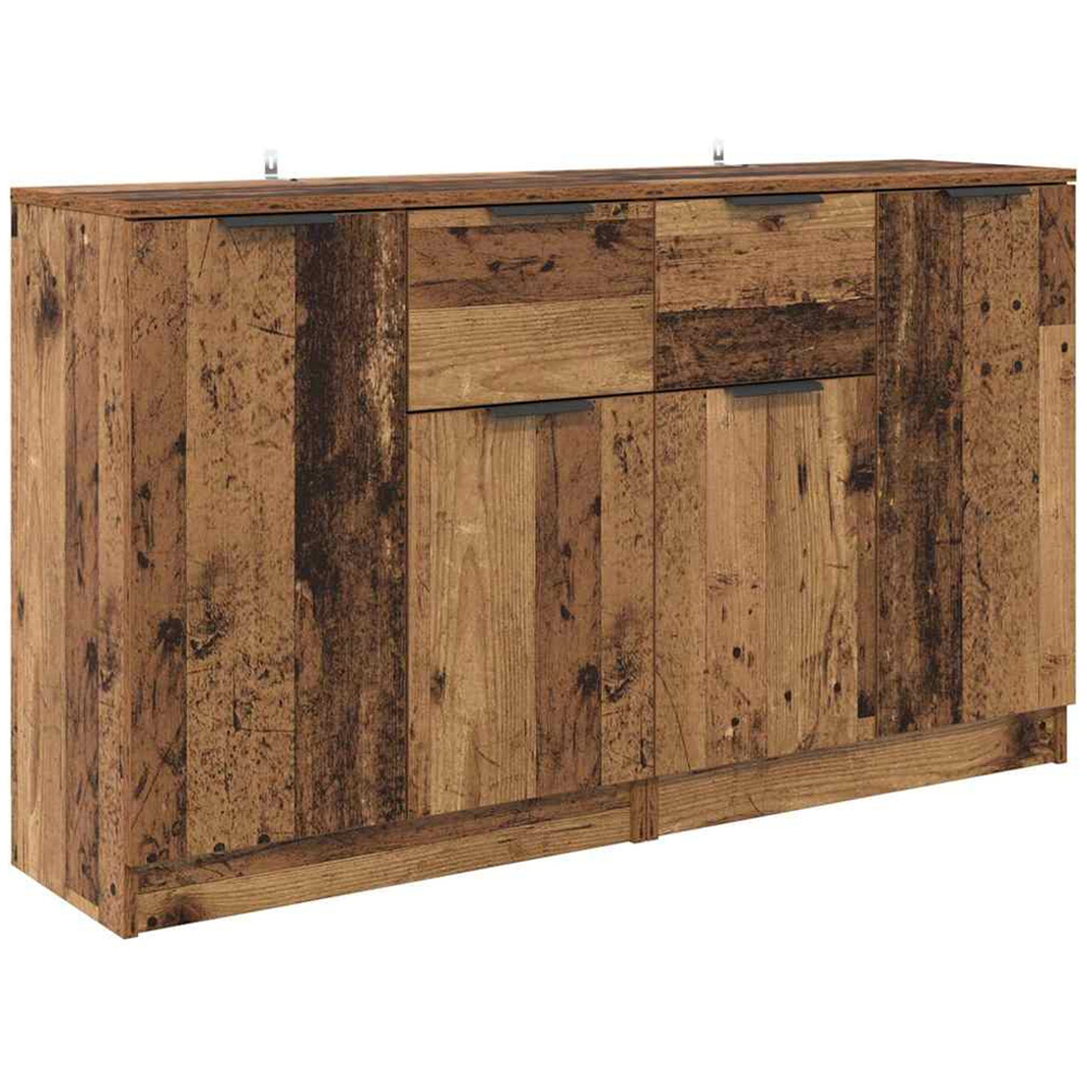 vidaXL 2 Door Single Drawer Old Wood Sideboard Set of 2 Image 5