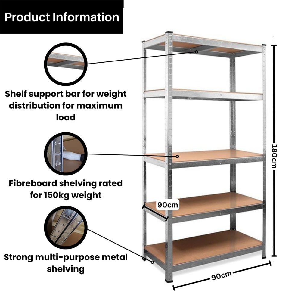 Samuel Alexander 90 x 180cm Heavy Duty Garage Shelving Unit Image 6