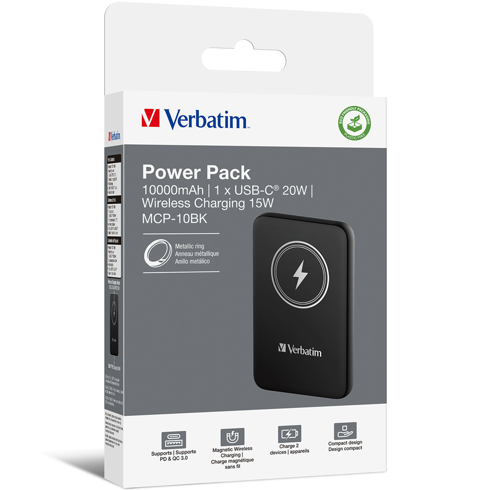 Verbatim Charge N Go Magnetic Wireless Power Bank Black 10000mAh Image 2