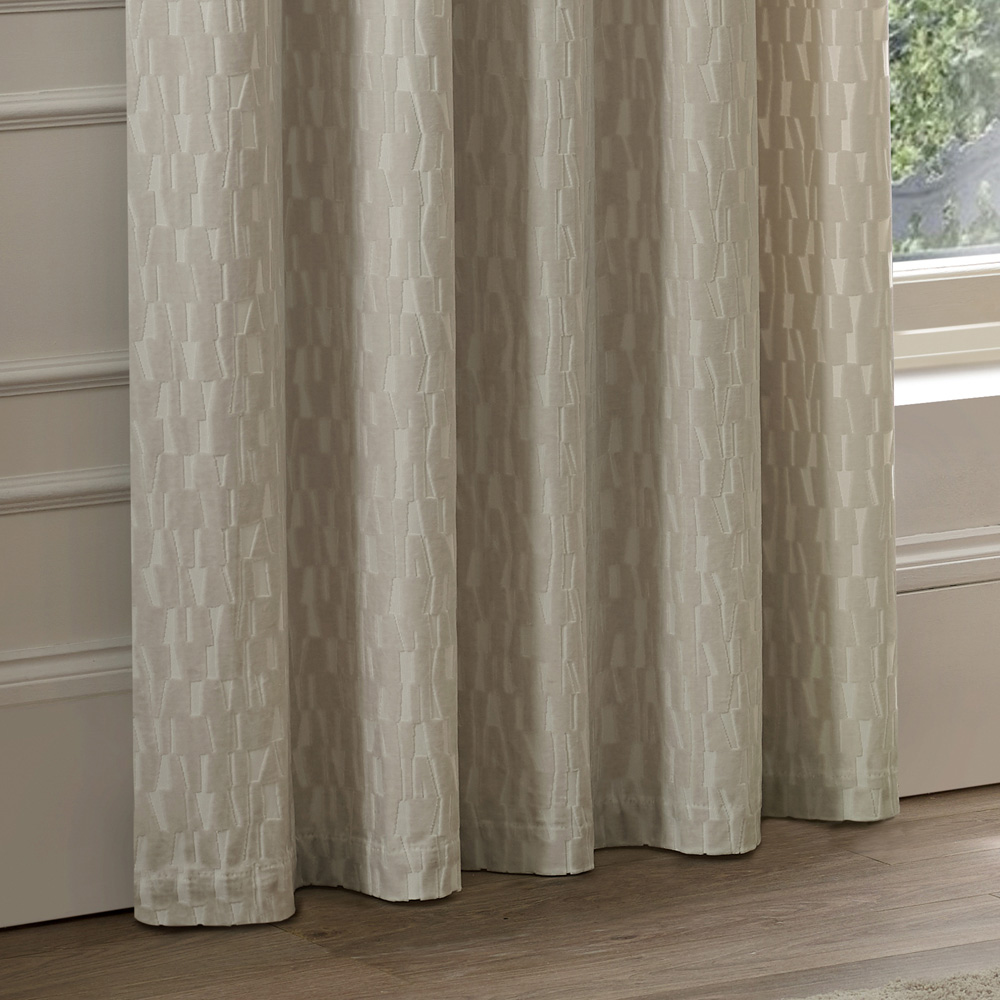 Paoletti Manhattan Ivory Fully Lined Velvet Eyelet Curtains 117 x 137cm Image 3