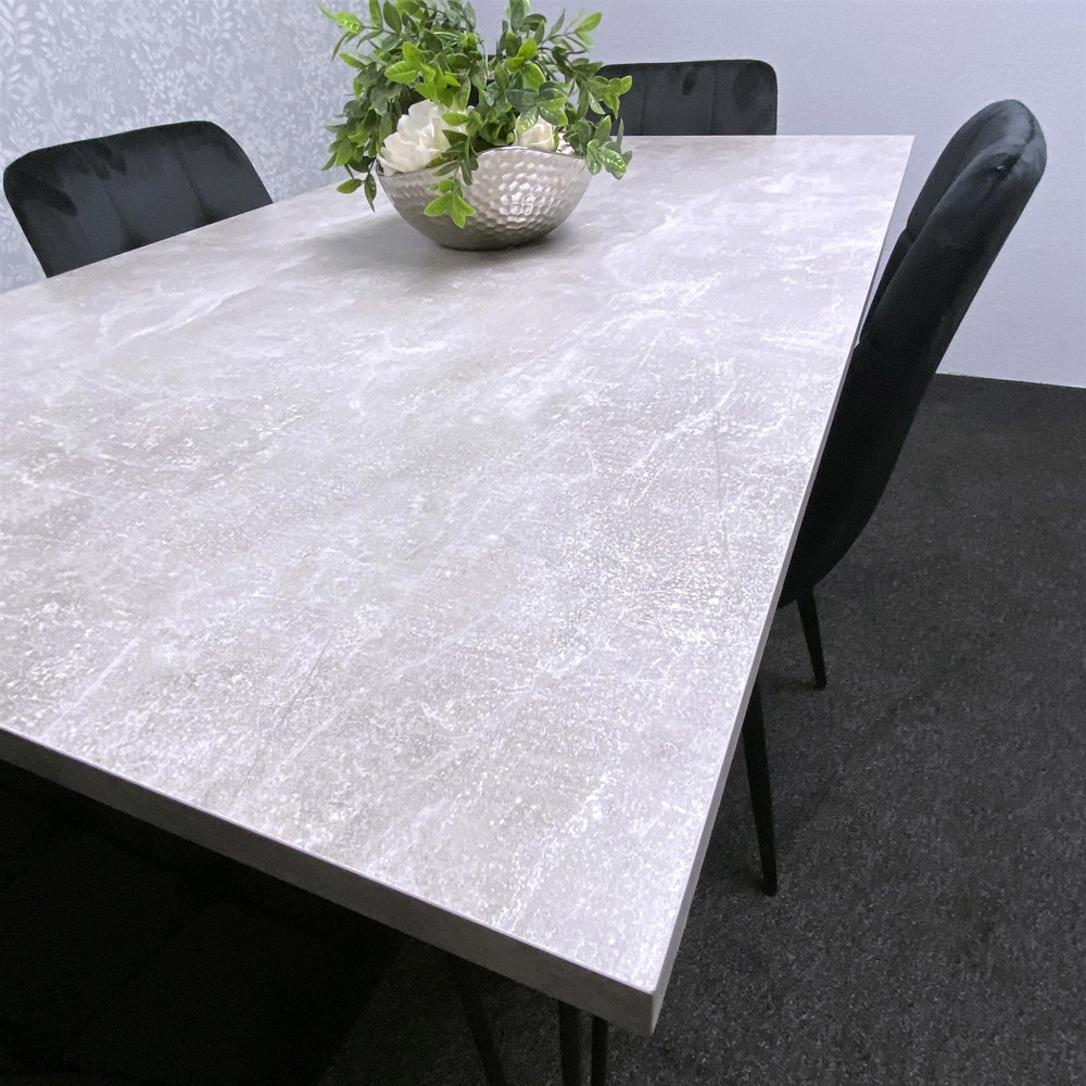 Kosy Koala 4 Seater Grey and Black Velvet Dining Table Set Image 2