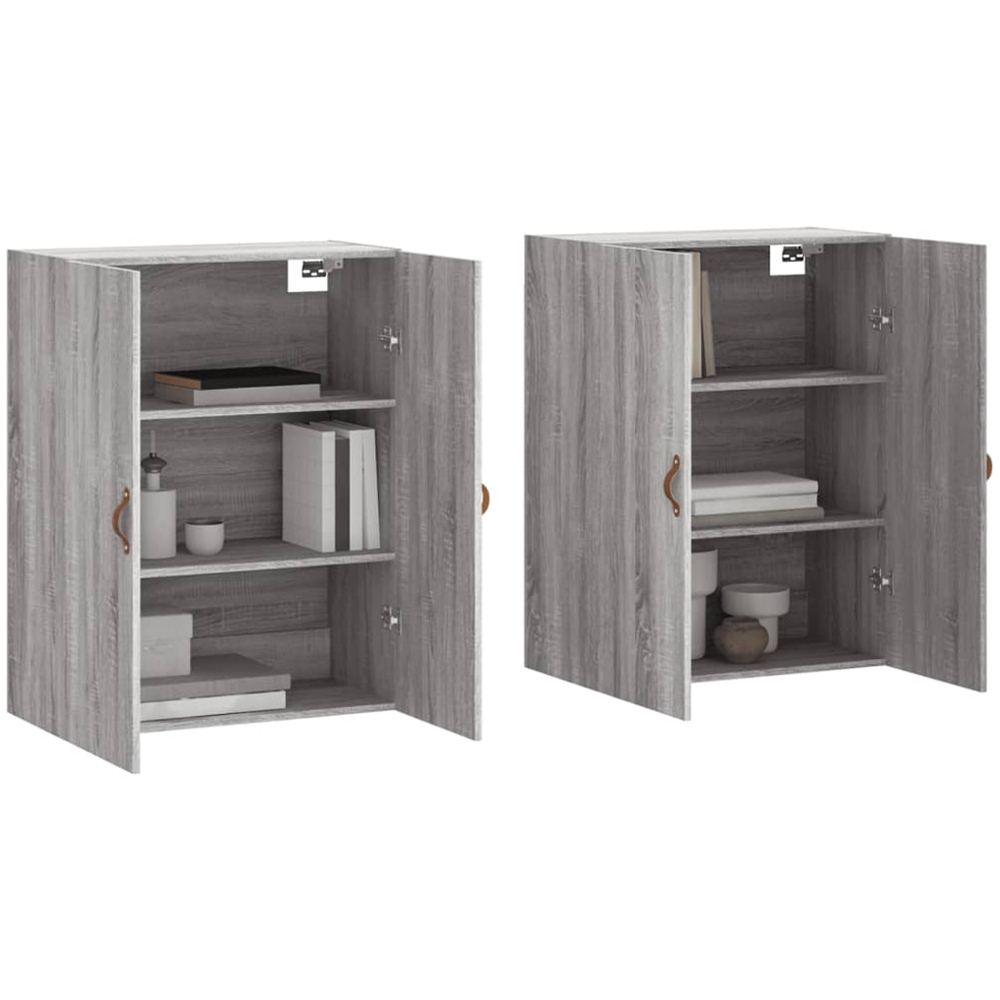 vidaXL 2 Door Grey Sonoma Wall Mounted Cabinet 2 Pack Image 3