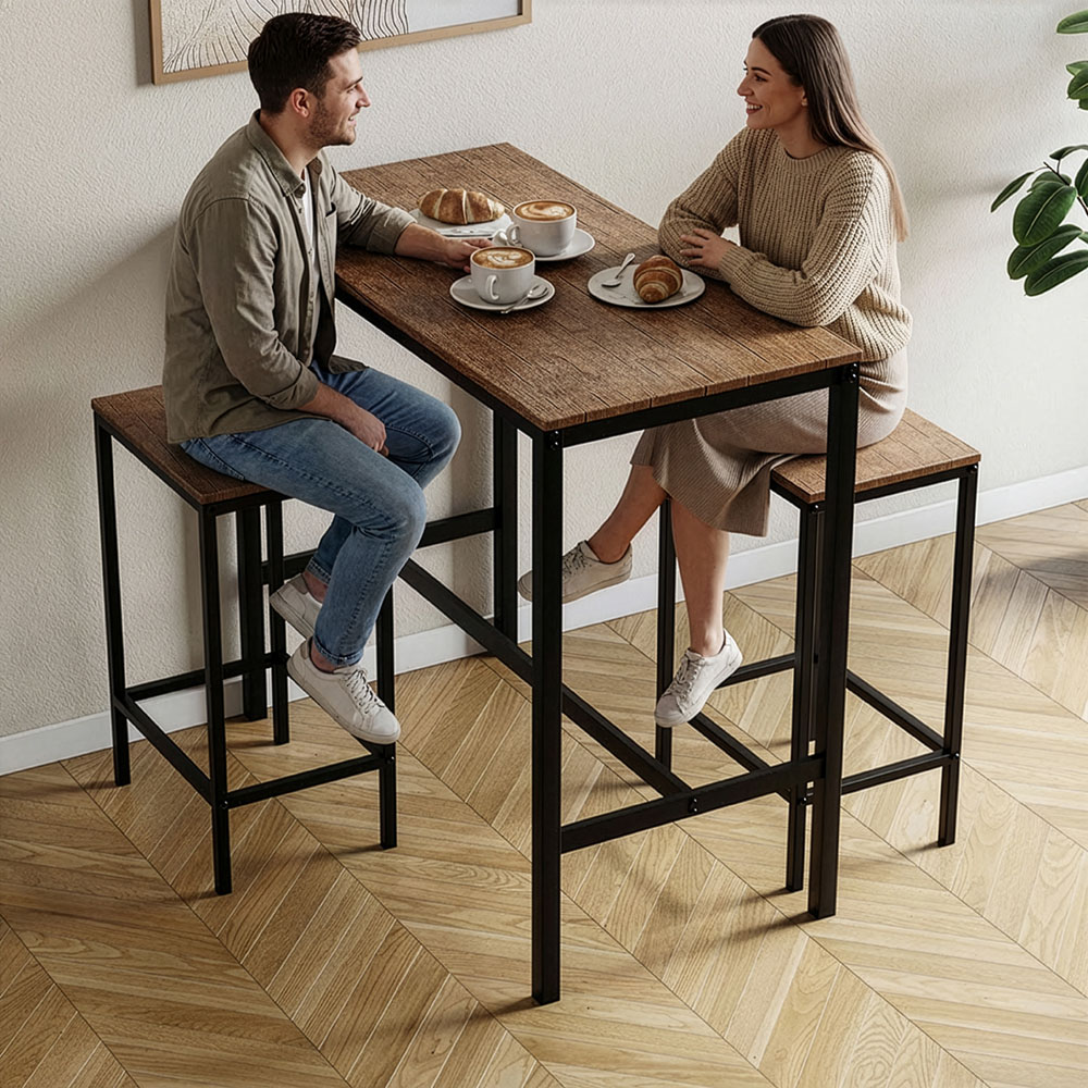 VIDA DESIGNS Roslyn 2 Seater Metal Frame Breakfast Table Set Dark Wood Image 5