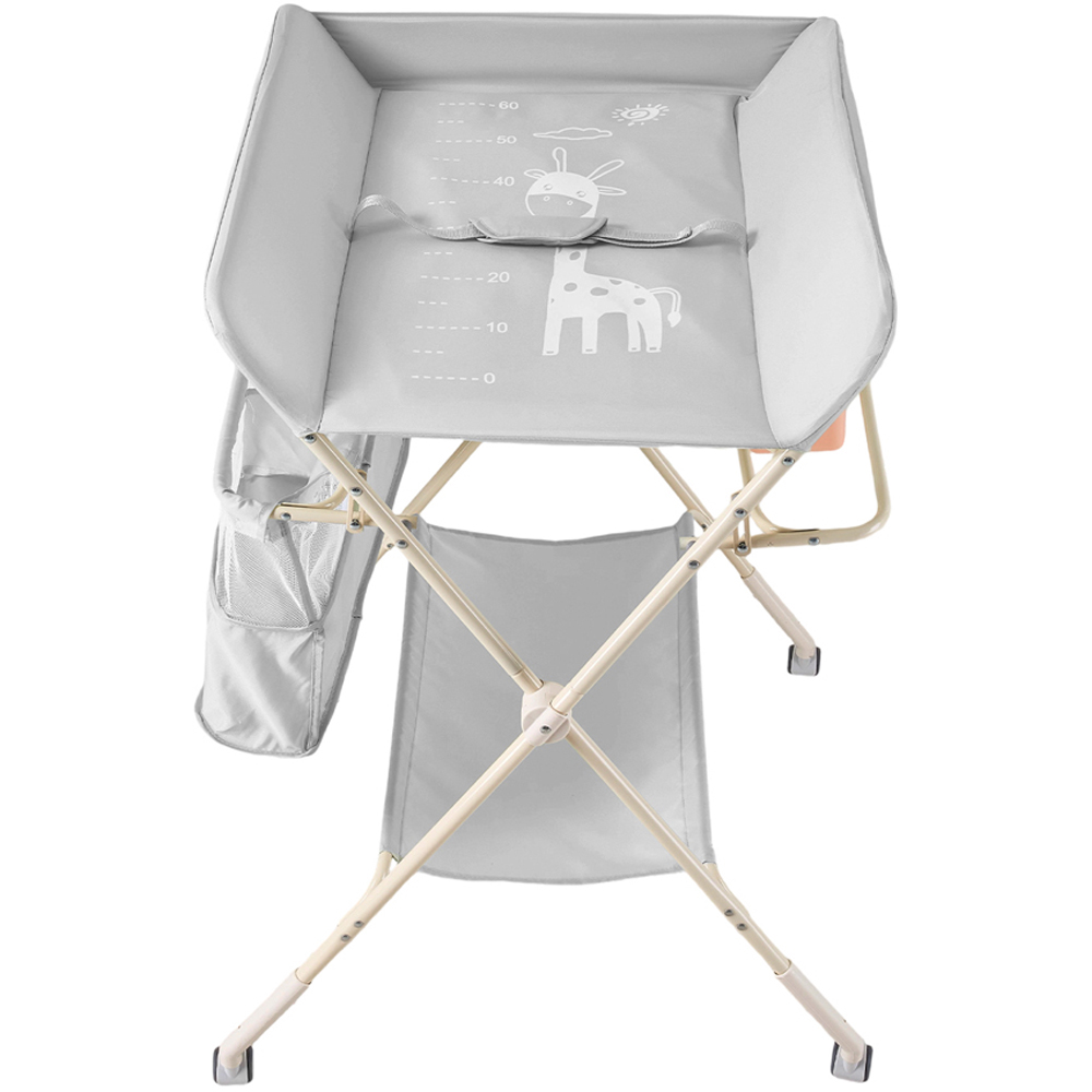 H&O Direct Grey Folding Baby Diaper Changing Table with Wheels Image 2