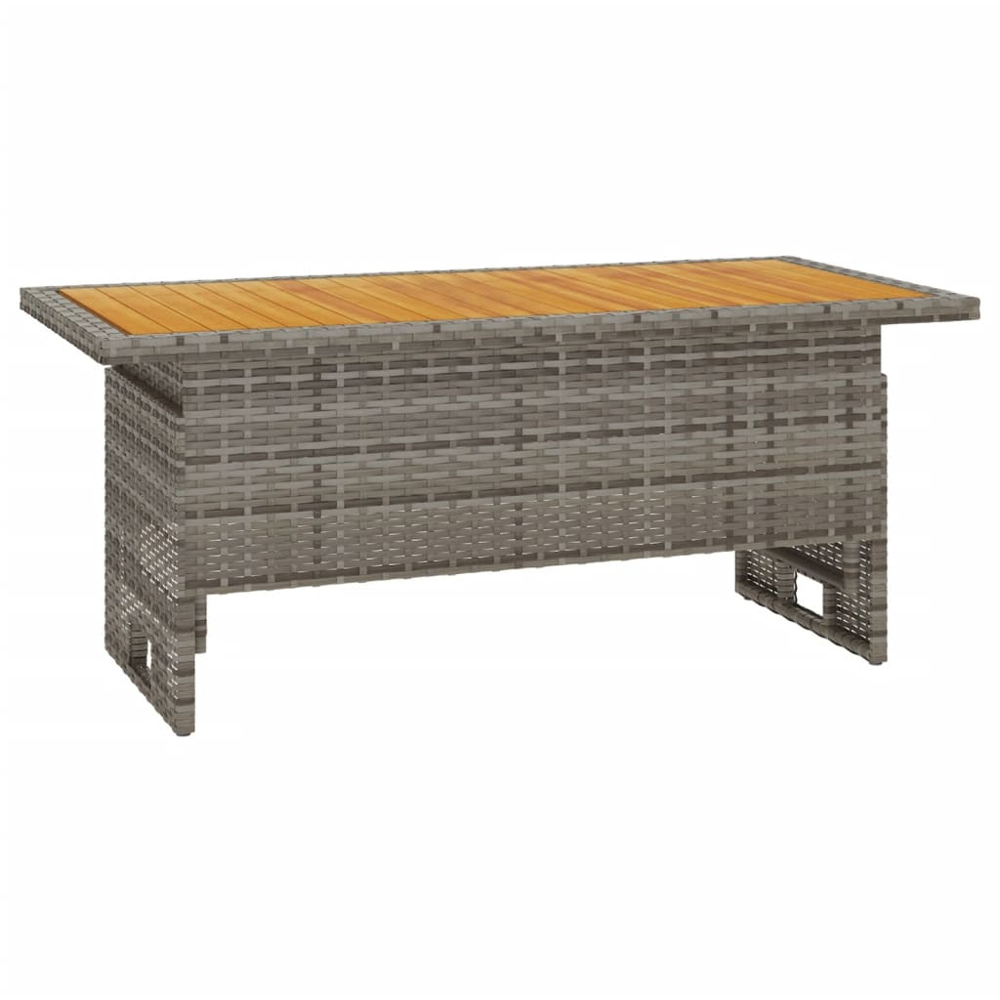 vidaXL Grey Solid Wood Acacia and Polyrattan Garden Table Image 2