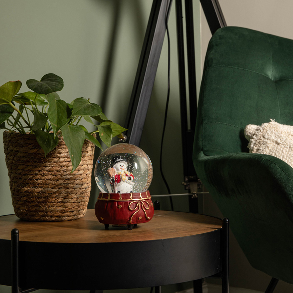 Samuel Alexander Red Musical Snow Sphere with Snowman Scene Christmas Decoration Image 7