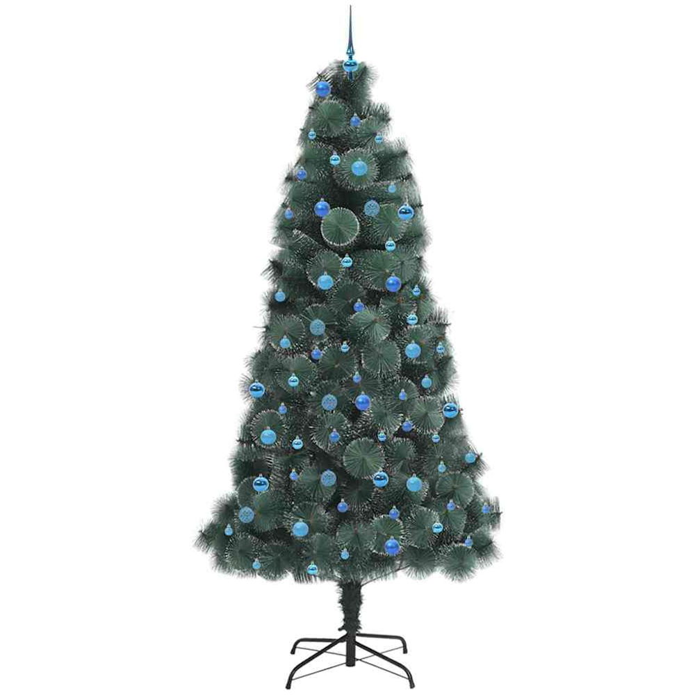 vidaXL Pre-Lit Blue Baubles Green Artificial Christmas Tree 8ft Image 4
