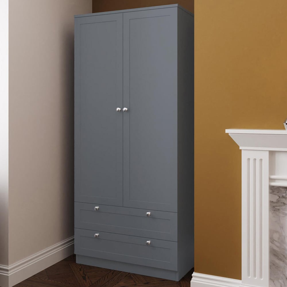 FWStyle Artus 2 Door 2 Drawer Dark Grey Panelled Combination Wardrobe Image 1