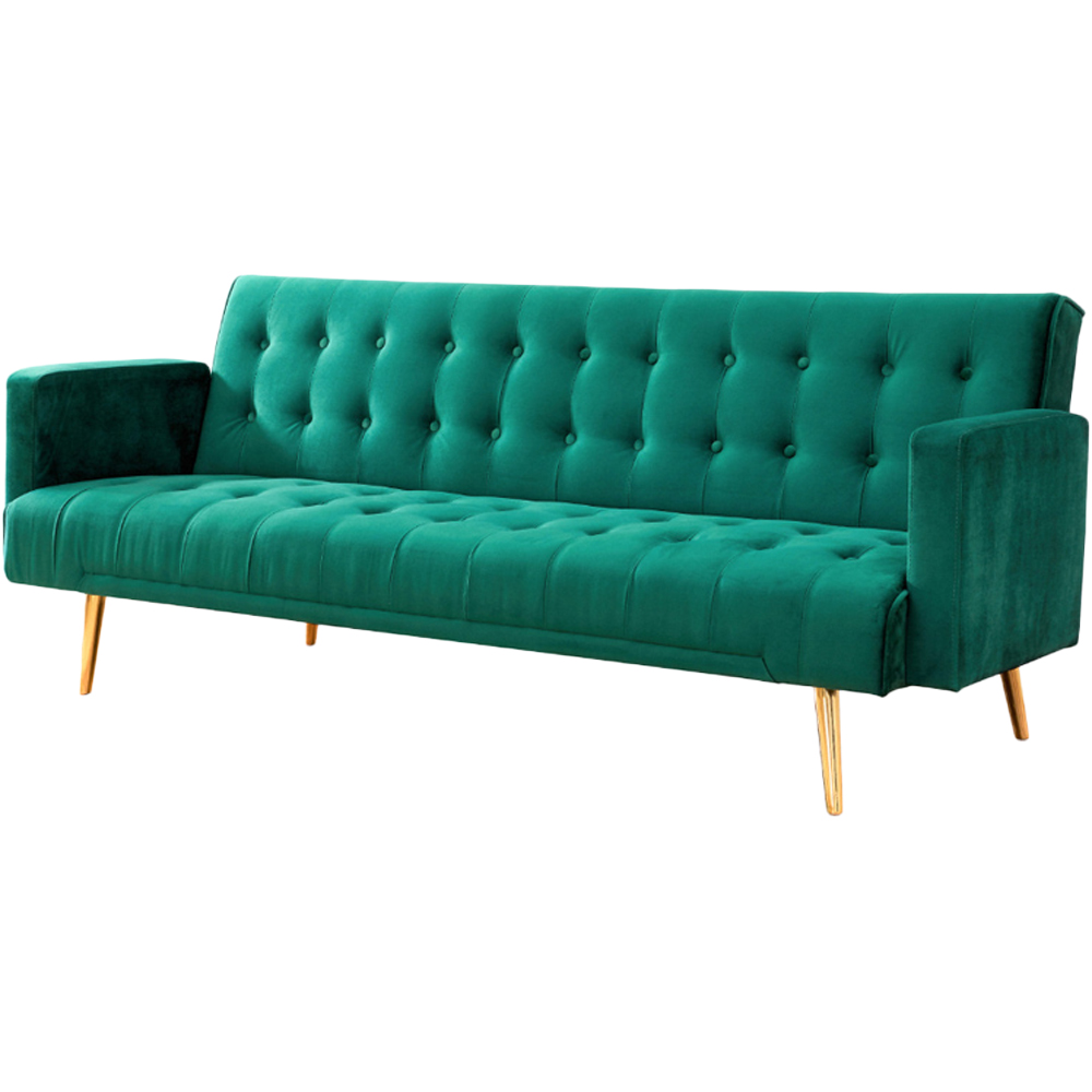 Home Detail Windsor 3 Seater Green Velvet Sofa Bed Image 2