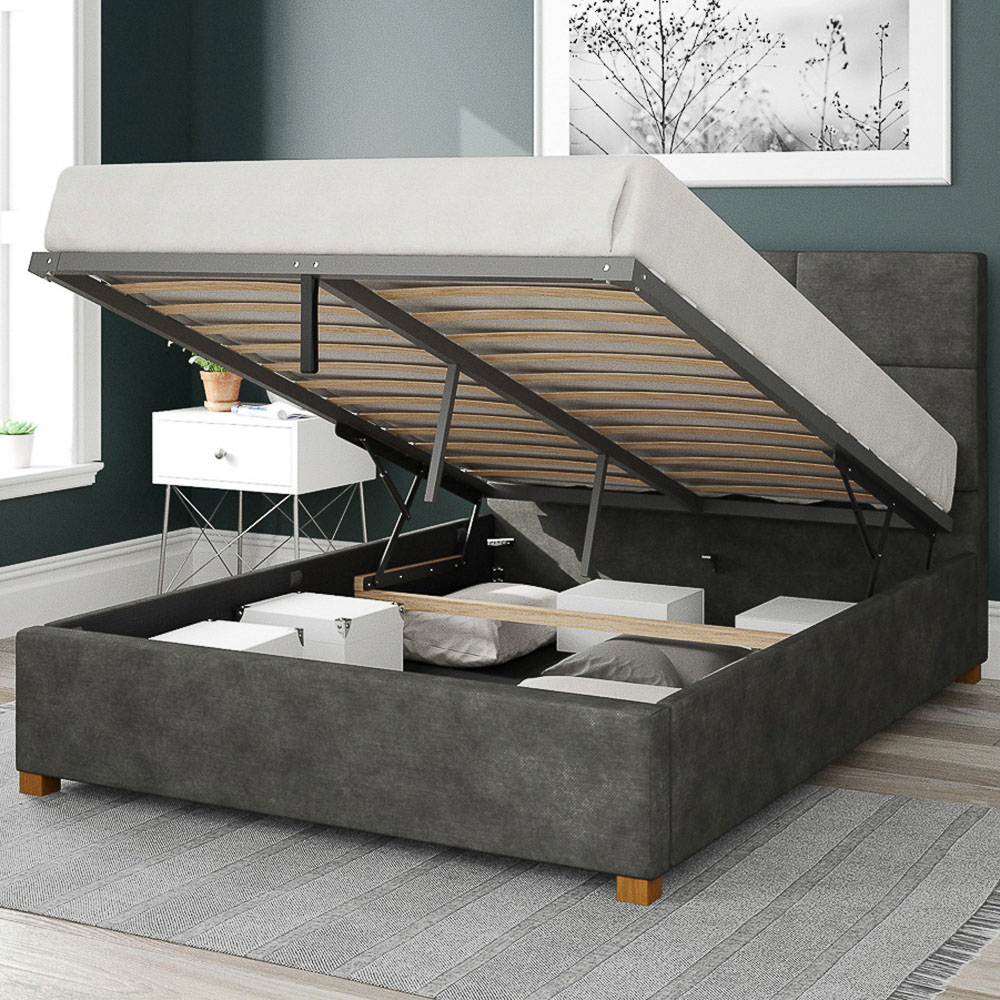 Aspire Caine Double Granite Kimiyo Linen Ottoman Bed Image 2