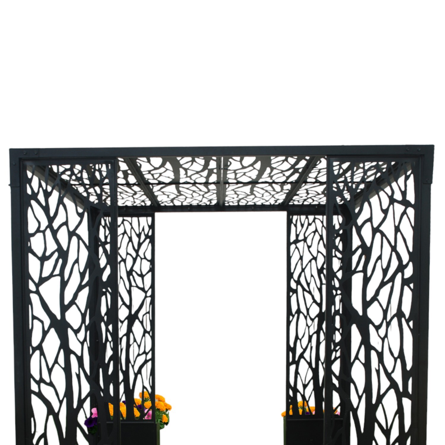 Ornate Pergola with Planters Kit Black Image 4