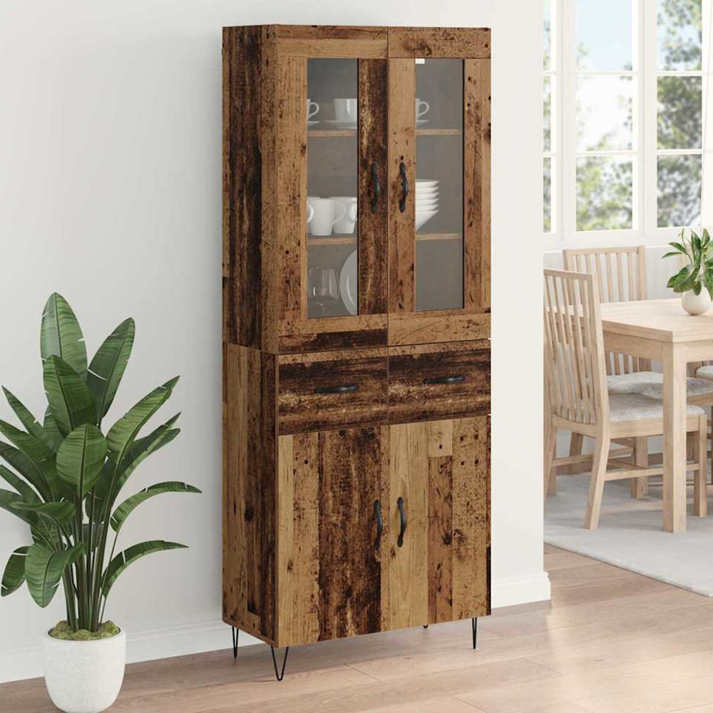 vidaXL 4 Door 2 Drawer Old Wood Sideboard Image 1